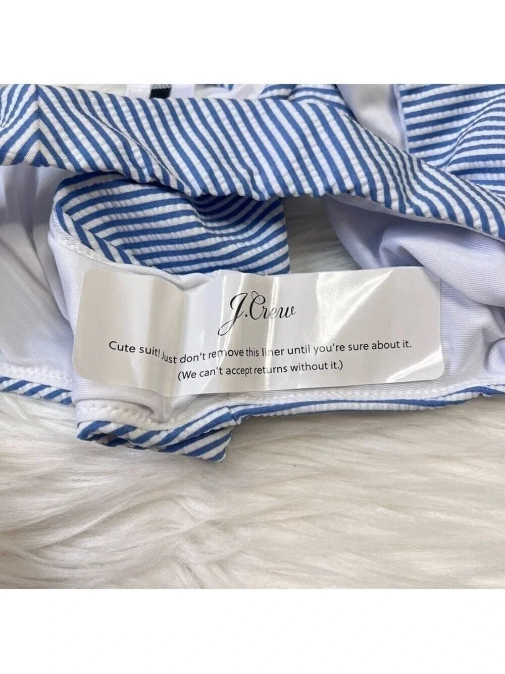 J Crew Blue White Striped Bikini Bottoms Large